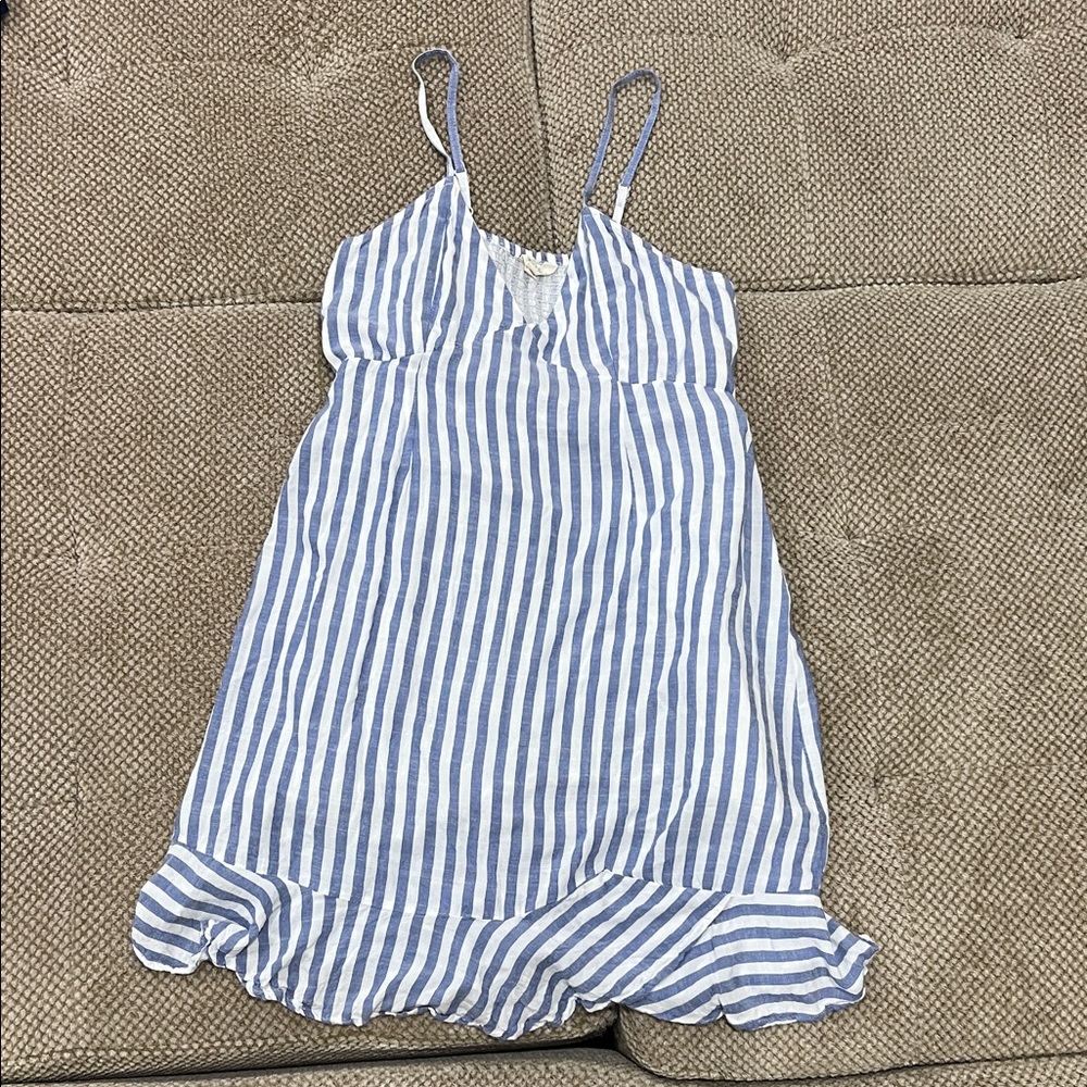 Chic Striped Blue and White Midi Dress